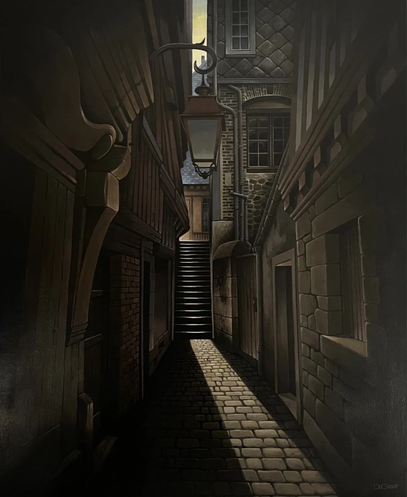 Pénombre 10. Honfleur imaginaire — Acrylique sur toile, 73 × 60 cm
