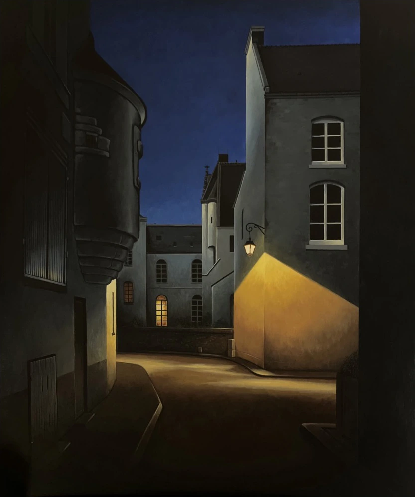 Pénombre 6. Noctambule — Acrylique sur carton entoilé, 65 × 54 cm