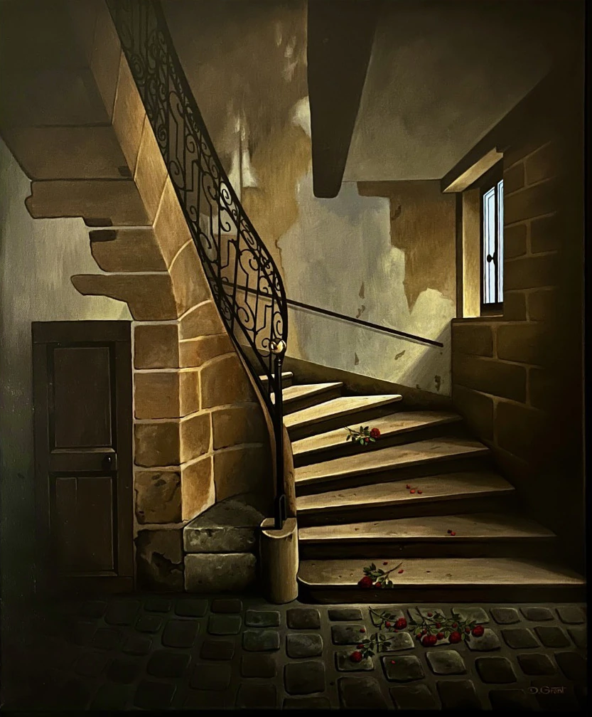 Pénombre 9. La rupture — Acrylique sur toile, 65 × 54 cm